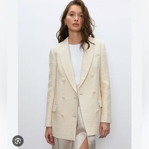 Aritzia Babaton Cream Double-Breasted Blazer